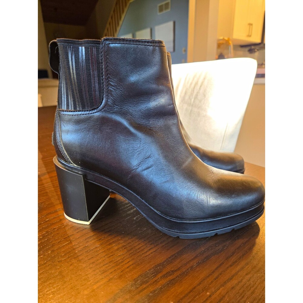 Sorel Lolla Chelsea Boots Womens 12 Black Leather Block Heel Whimsy Goth Witchy